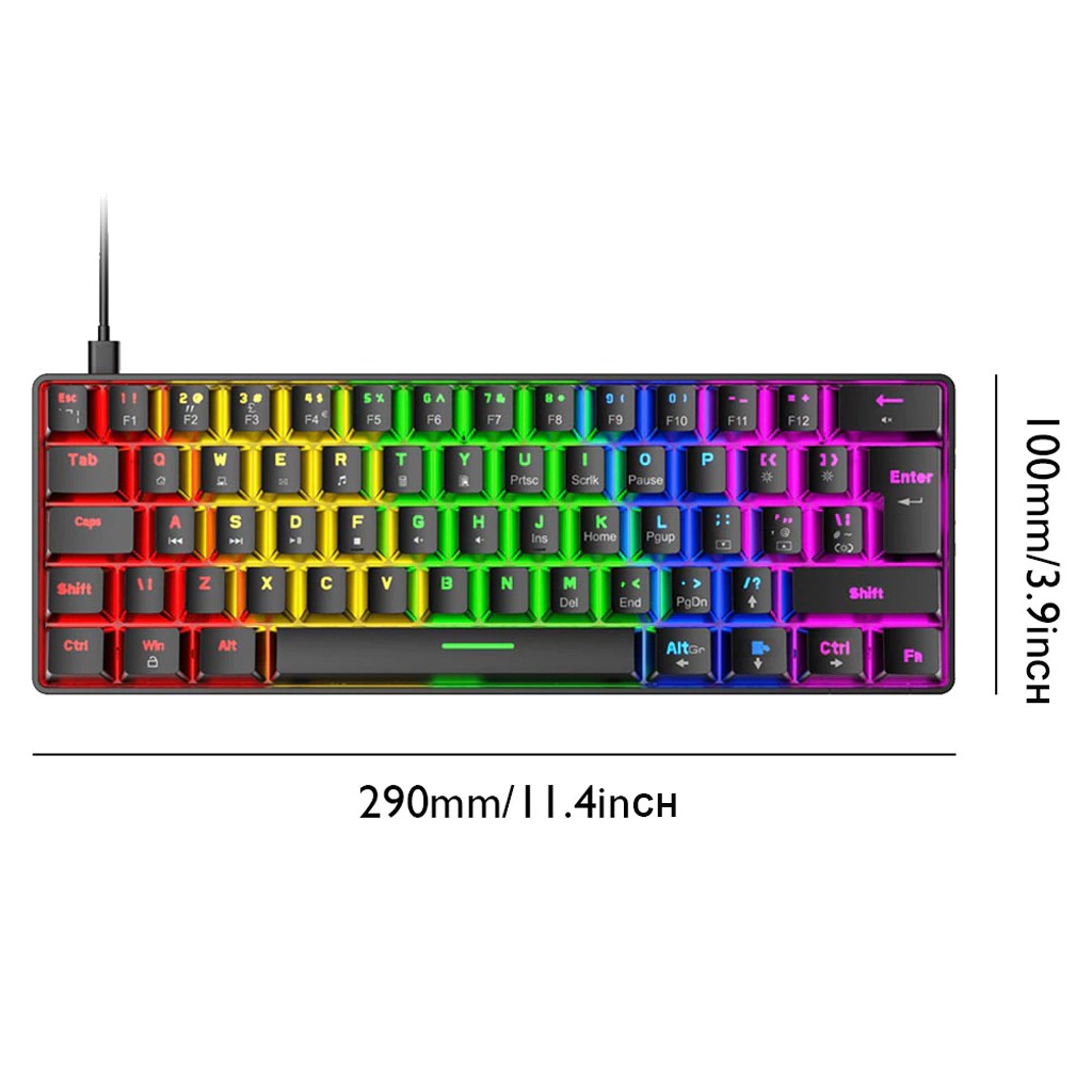 Bàn phím cơ Gaming ZiyoulangT60 62 phím led rainbow , Blue Swich dành cho game thủ mẫu mới 2021-dc4535