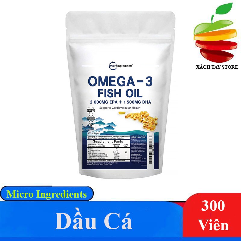 Viên Dầu Cá Micro Ingredients Omega 3 Fish Oil - 300 Viên