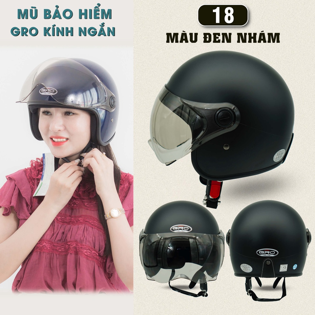 Kính gắn mũ bảo hiểm đa năng, loại che nửa mặt, dùng được cho mọi loại mũ bảo hiểm (Kính Gro ngắn)