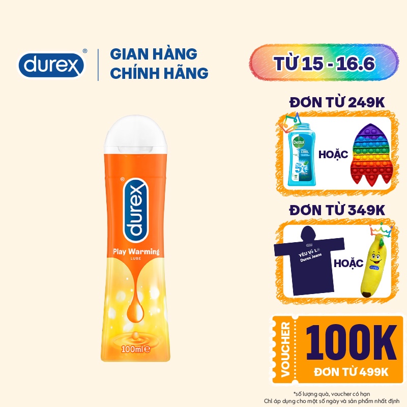 [Mã FMCGMALL -8% đơn 250K] Gel bôi trơn Durex Play Warming 100ml