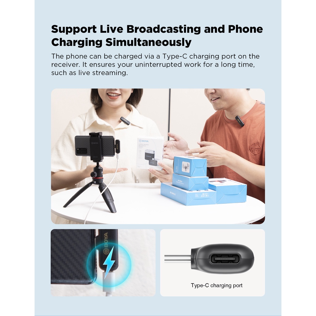 BOYA BY-WM3T2 Series - Mic thu âm không dây 2.4GHz mini - Hàng Chính Hãng