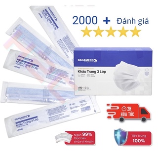 Khẩu trang y tế ĐÃ TIỆT TRÙNG Danameco 1 cái/gói-50 cái/ hộp TBYT Nguyệt Anh