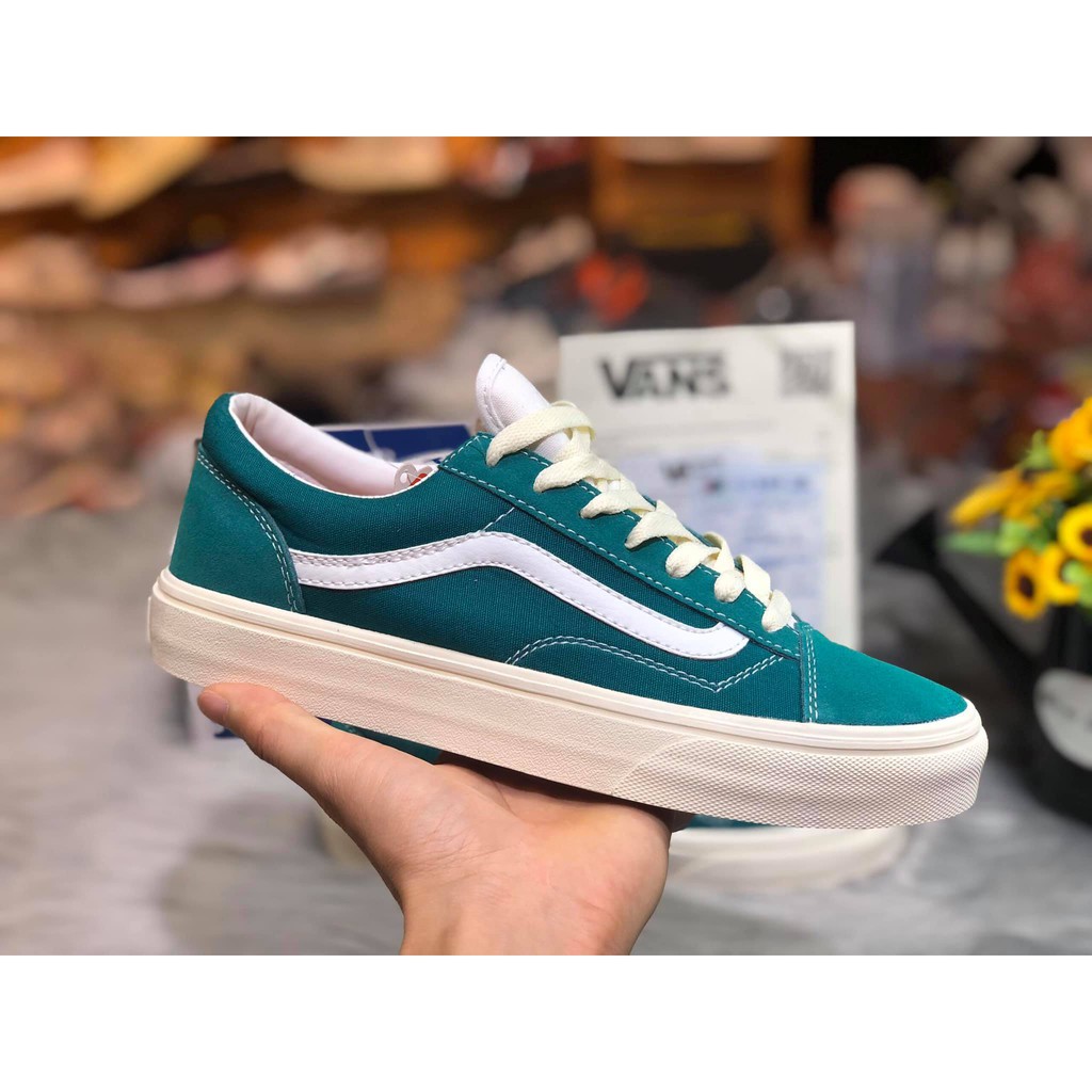 Giày thể thao Sneaker nam nữ Vans (Van) Classic Old Skool Green màu xanh ngọc [Full box, Full bill, Free ship]