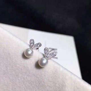Bạc 925 - Bông tai trái tim đá hạt trai