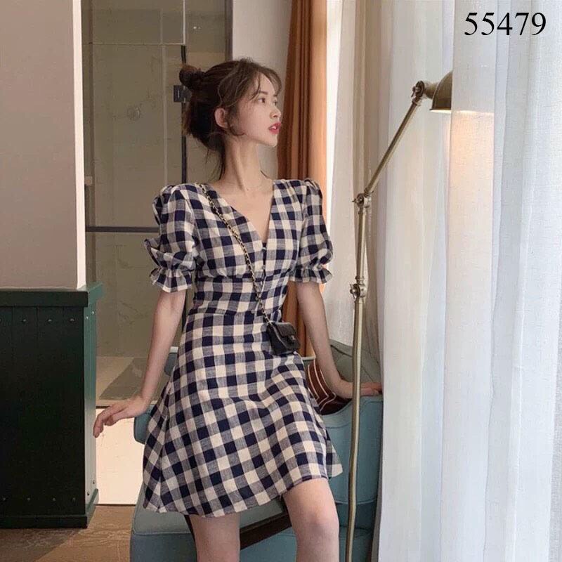 [HOT] ĐẦM CARO TAY PHỒNG NHÚNG BÈO DỄ THƯƠNG SIÊU CUTE ĐỦ SIZE M L XL XXL- 55479