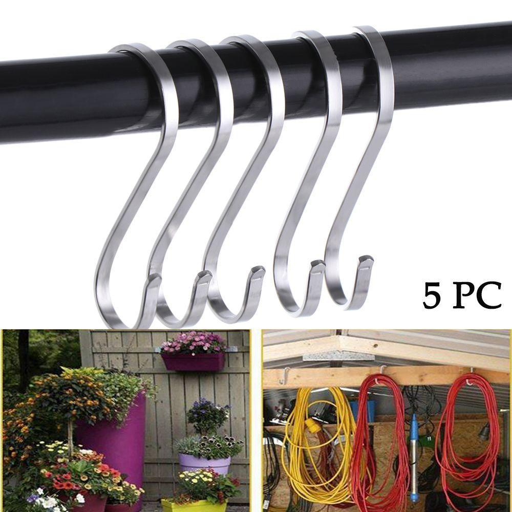 PISTA Set 5 Móc Treo Đồ Hình Chữ S Bằng Thép Không Gỉ