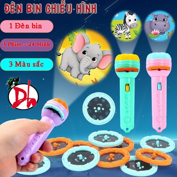 Đồ chơi đèn pin chiếu hình 24 - 80 hình có kèm pin - đèn pin đáng yêu cho bé khám phá