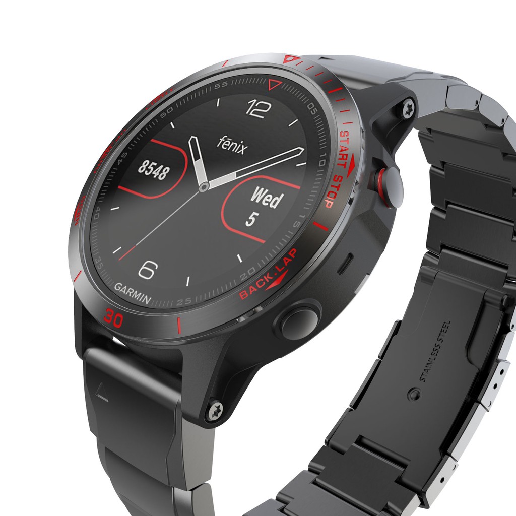 For Garmin Fenix 5 Bezel Ring Watch Adhesive Cover Stainless Steel Protection Accessory