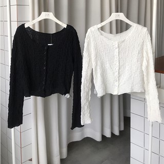 Áo thun cài nút vải dập cổ tròn - at2131