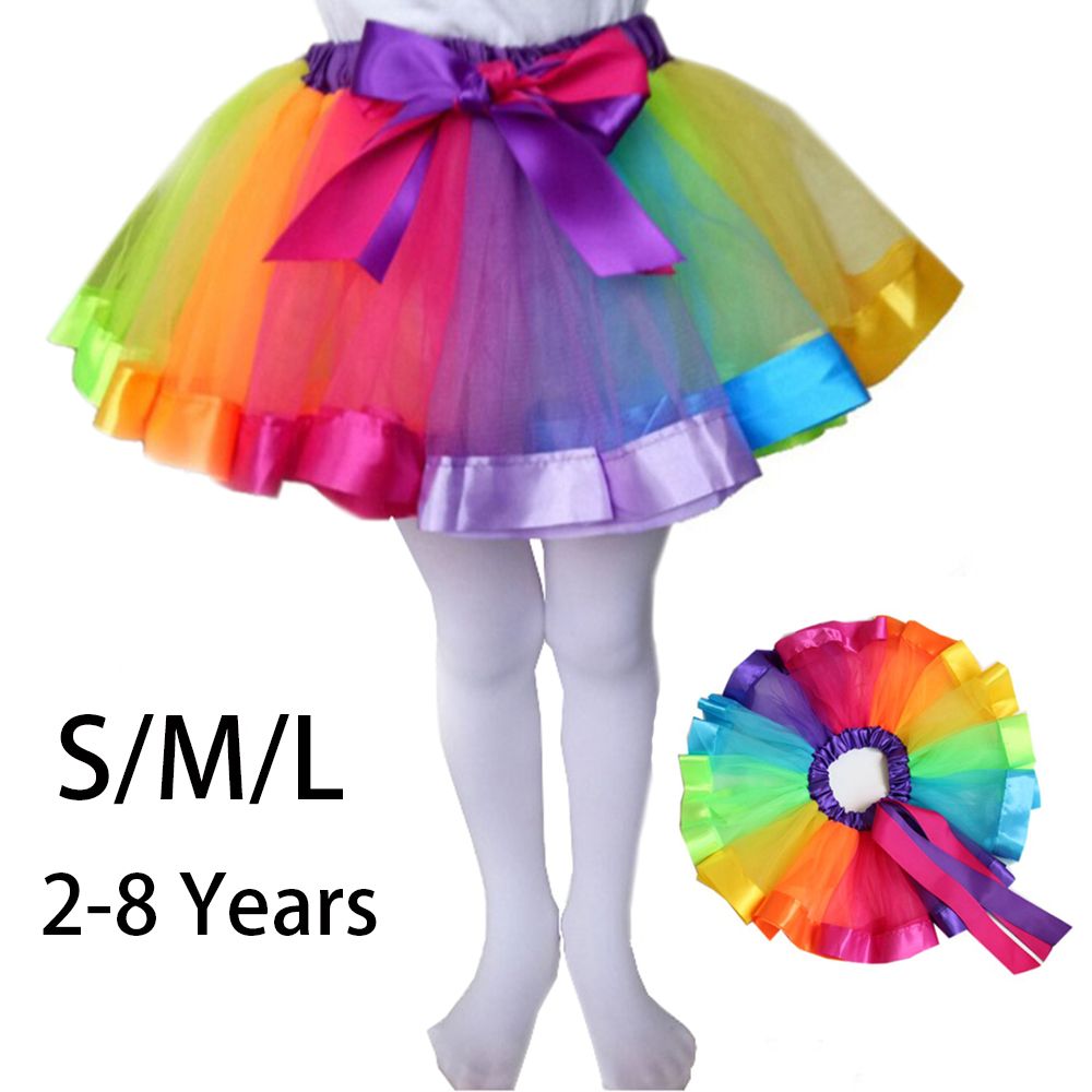 ☆YOLA☆ Fashion Rainbow Tutu Skirt Multicolor Princess Tulle Dance Dress Gift Party Cute Baby Girl Toddler