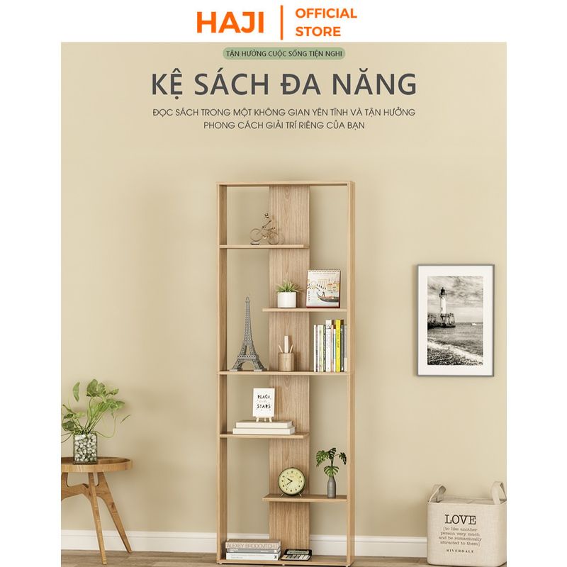 Kệ sách gỗ để sàn chắc chắn chống đổ kiểu dáng hiện đại thương hiệu HAJI A216