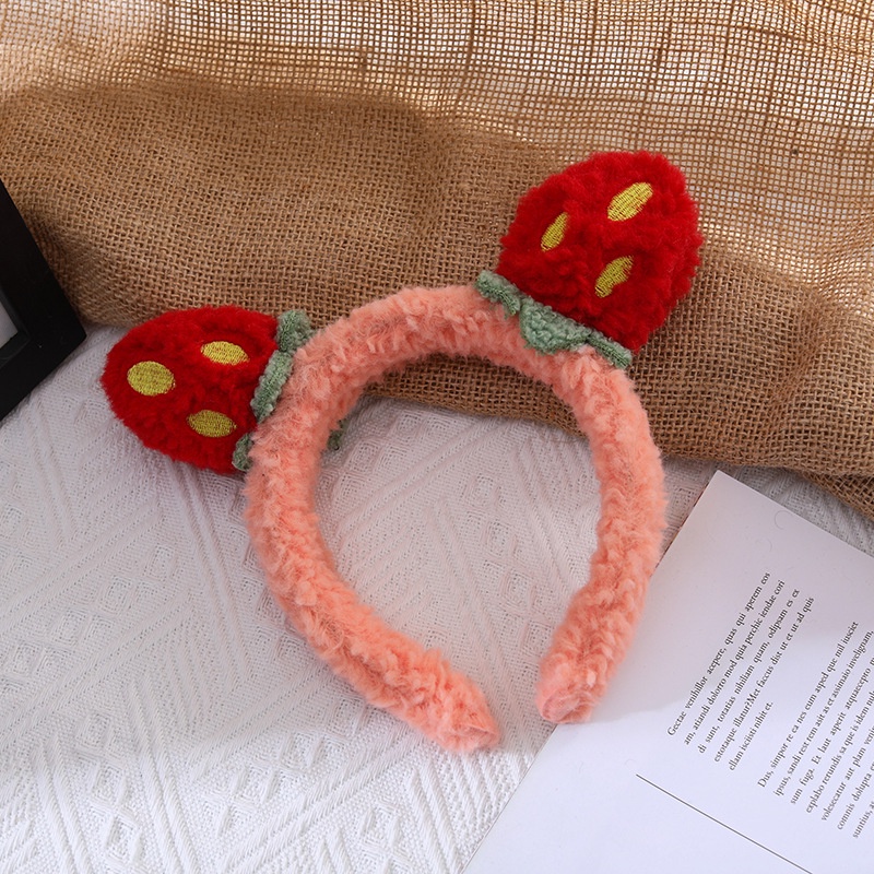 Băng Đô Cài Tóc Rửa Mặt Trang Điểm Hình Dâu Tây Dễ Thương Phong Cách Hàn Quốc Cho Nữ