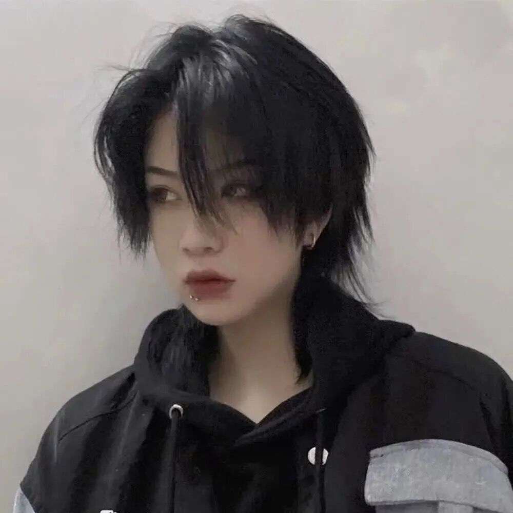 ○Mullet đầu học sinh sói đuôi tóc giả ngắn đầy đủ mũ đội đầu