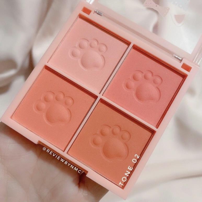 Phấn Má Hồng Tông Cam Đào 4 Ô Any Lady Meow 4-Color Blusher Palette 813 - Trung Quốc