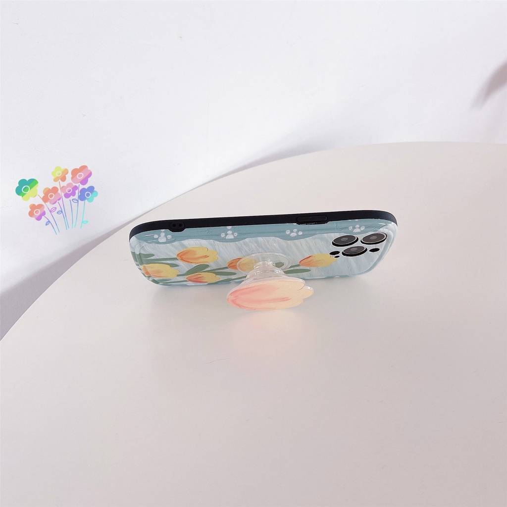 Ốp Điện Thoại Tpu Silicon Mềm Chống Sốc In Hình Hoa Tulip Cho iphone 11 12 13Pro Max XS Max X XS XR
