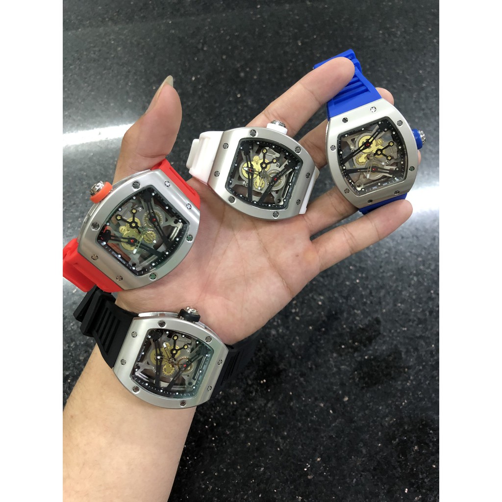 Đồng Hồ Nam RM038 Tourbilon xuyên thấu, Bản mới 2021 Tourbilon quay máy chống nước 3ATM