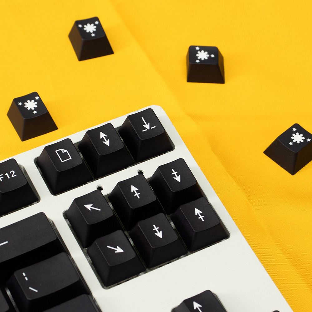 Bộ Keycap White On Black WOB 129 Phím Chất Liệu PBT Cherry Profile in Dye Sub Màu Đen Chữ Trắng