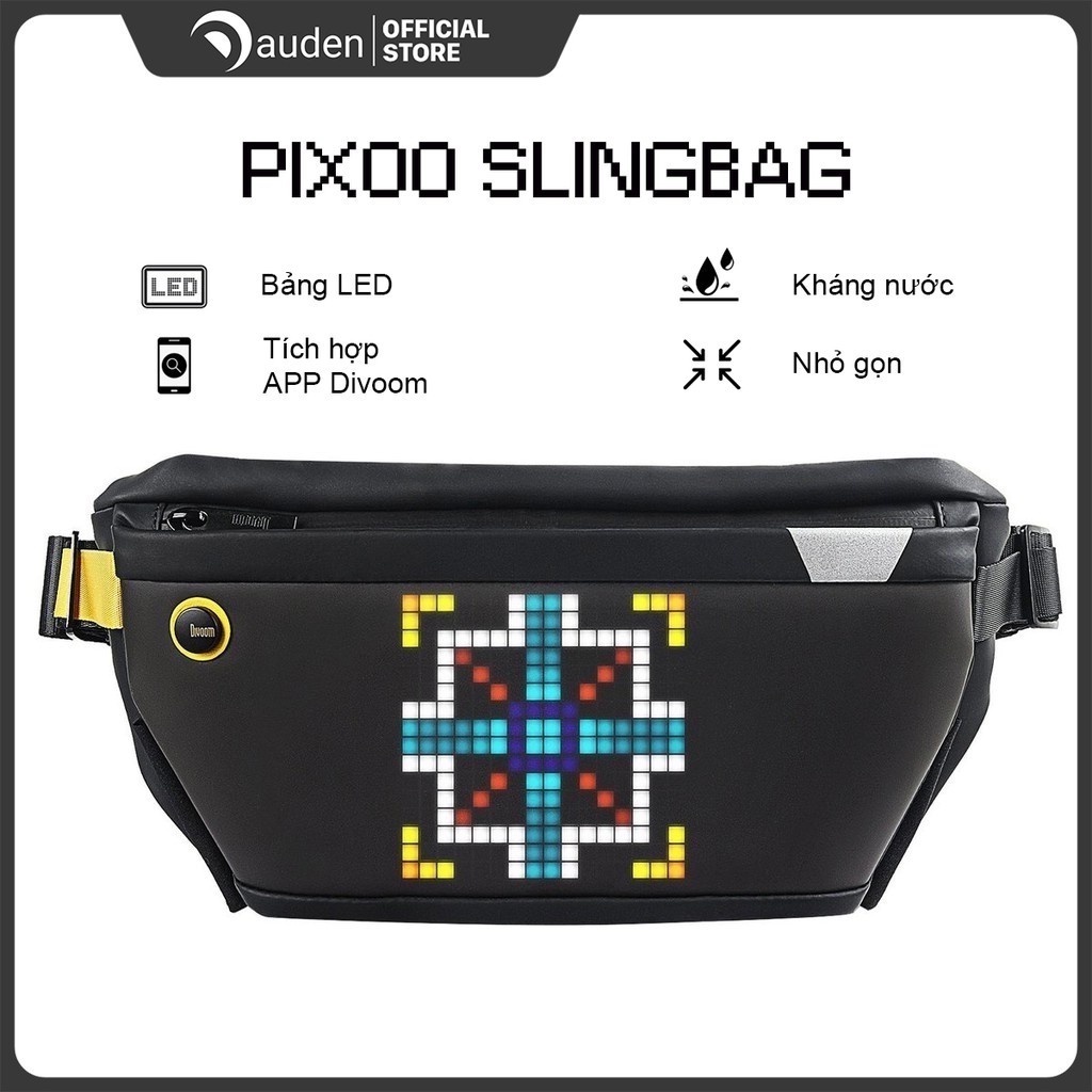 Túi đeo chéo thông minh Divoom Pixoo Slingbag hiển thị màn hình Led, tích hợp app - Dâu Đen Store