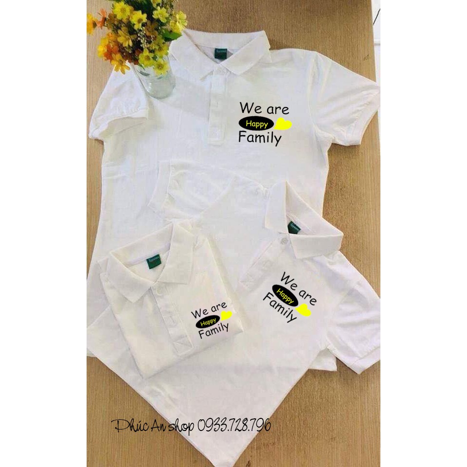 Áo thun polo cá sấu có cổ nam nữ - đồng phục gia đình 3 4 5 người đủ màu đủ size - WE ARE HAPPY FAMILY