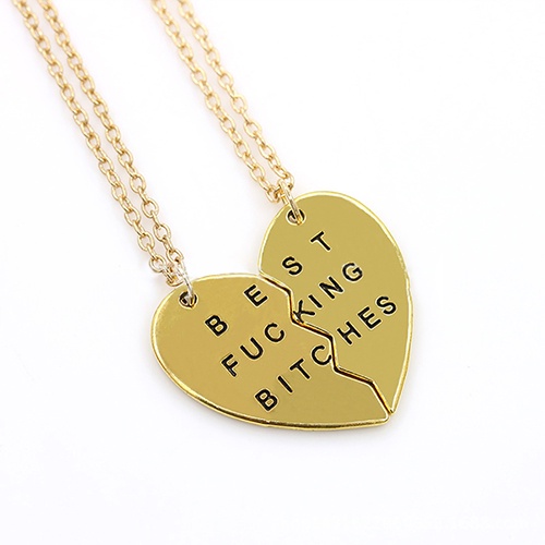 Set 2 vòng cổ Tình Bạn Mặt Trái Tim Khắc Chữ Bff