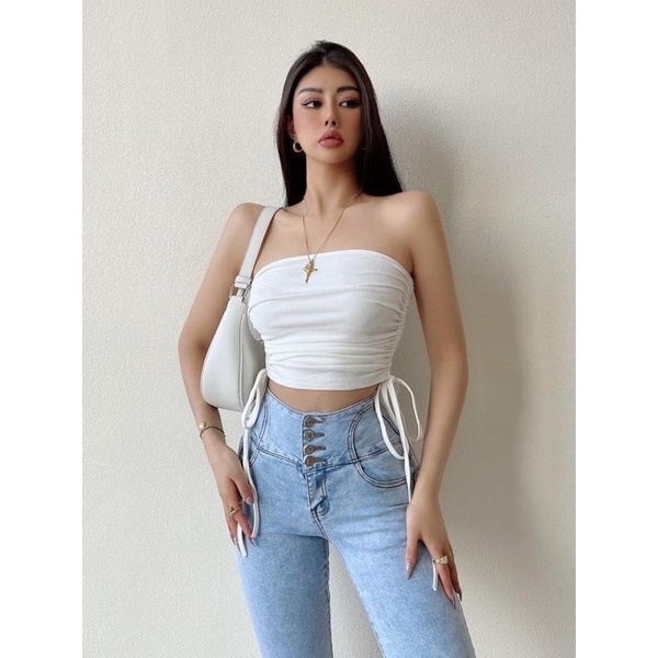 Áo ống nữ body rút dây 2 bên croptop