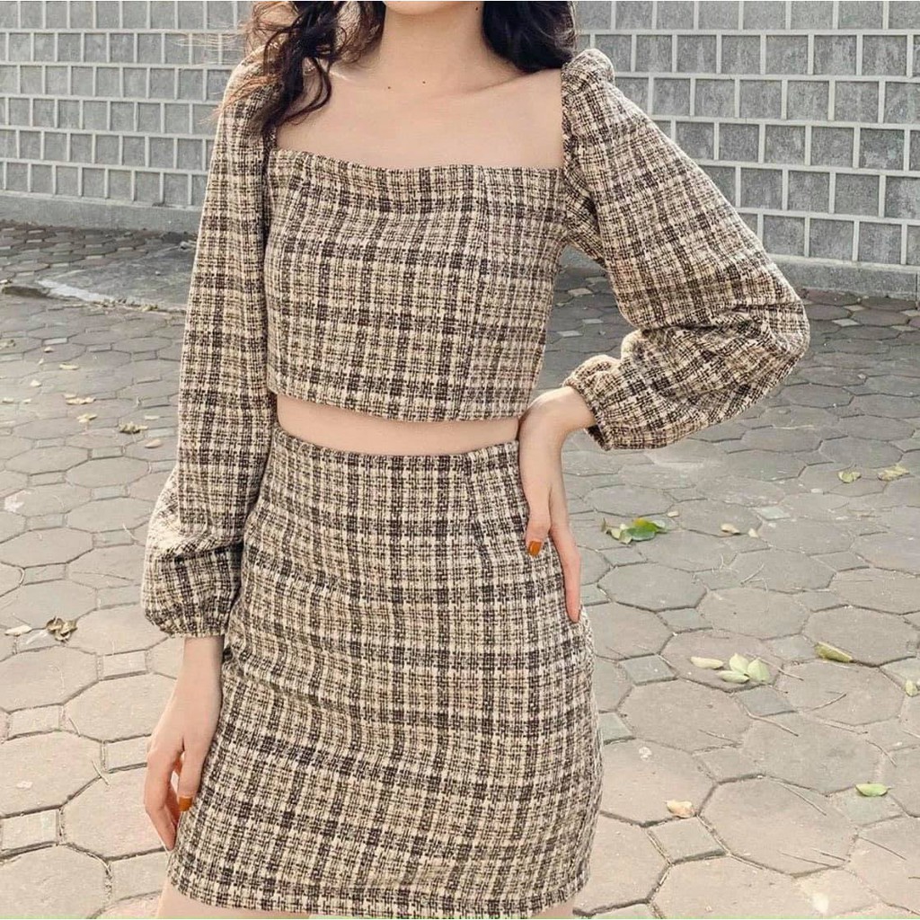 SET CARO CROP CV TAY BO - kèm hình thật