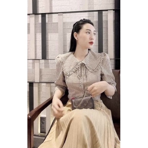 ÁO KẺ CỔ BÈO NƠ CÚC DỪA