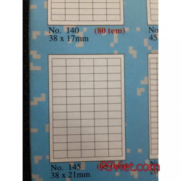  Giấy Decal tomy a4 65 tem 38x 21mm mẫu 145