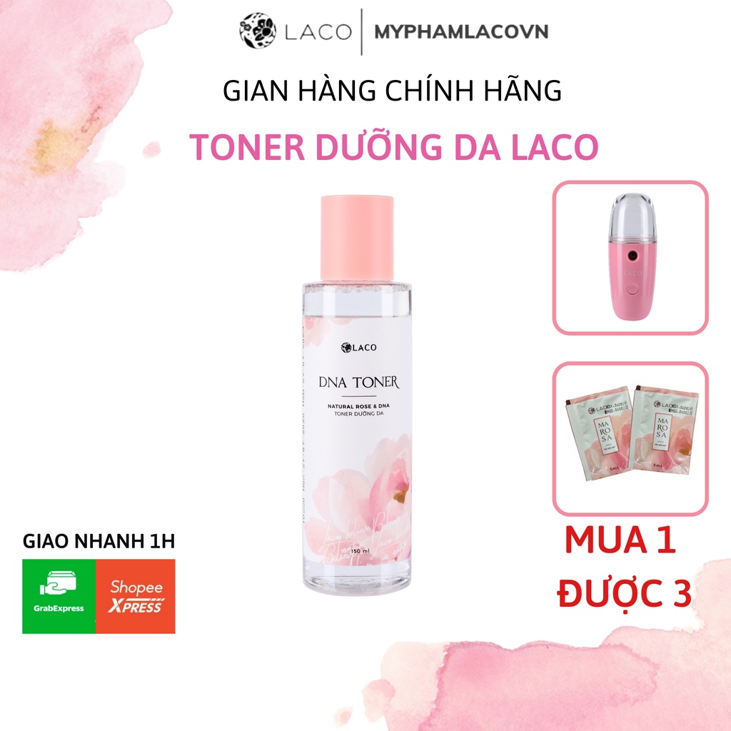 Toner DNA Laco Nước Hoa Hồng Cấp Ẩm Cho Da + TẶNG KÈM MÁY PHUN SƯƠNG