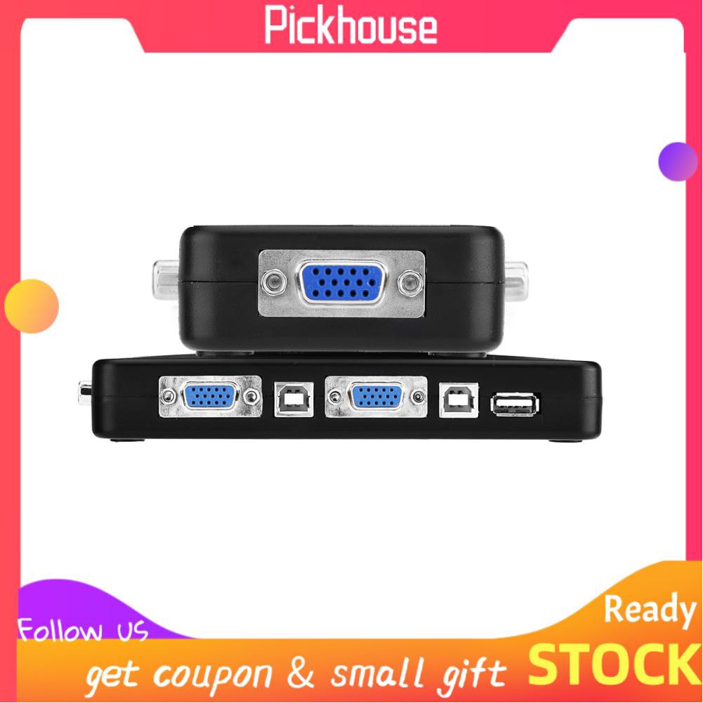 Pickhouse USB 2.0 KVM Switcher 2 / 4 Port VGA Manual Switch Box Video Sharing Adapter