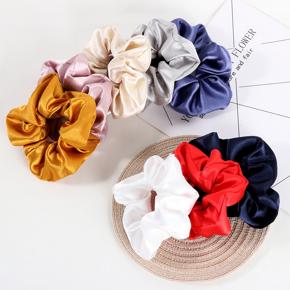 YVETTE Silk Satin Women Girls Hair Ring Headwear Ponytail Holder Hair Scrunchies