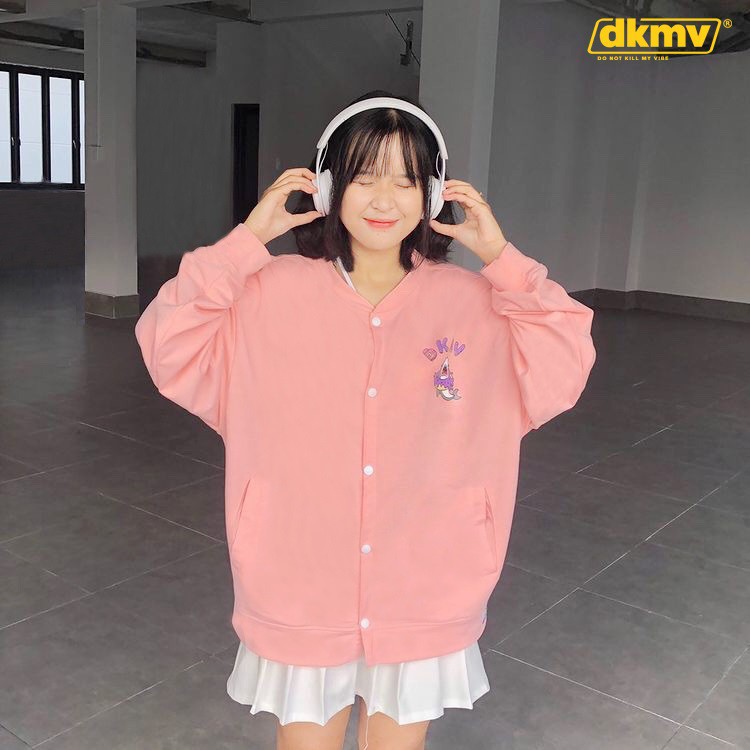 DKMV Áo khoác vải da cá Cardigan Donut MÀU HỒNG tặng kèm Tote