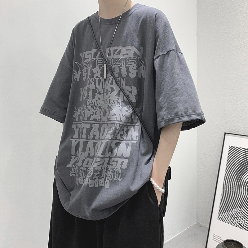 Áo thun tay ngắn thời trang thể thao hip hop gothic mùa hè nhật Bản 4 màu cỡ S-8XL cho nam