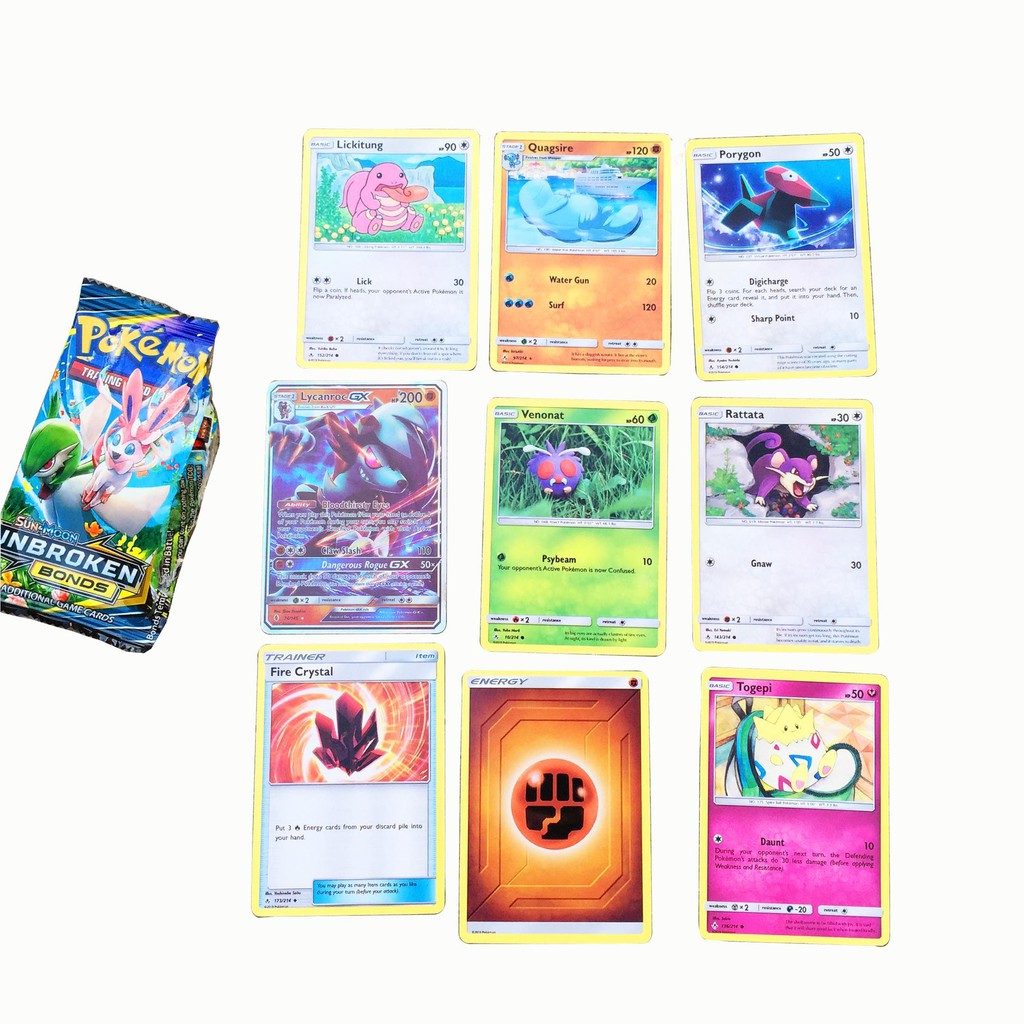 Bộ 324 Thẻ Bài Chơi Pokemon Sun&amp;Moon Unbroken Bonds TCG Sưu Tập Đẹp Đọc Đáo