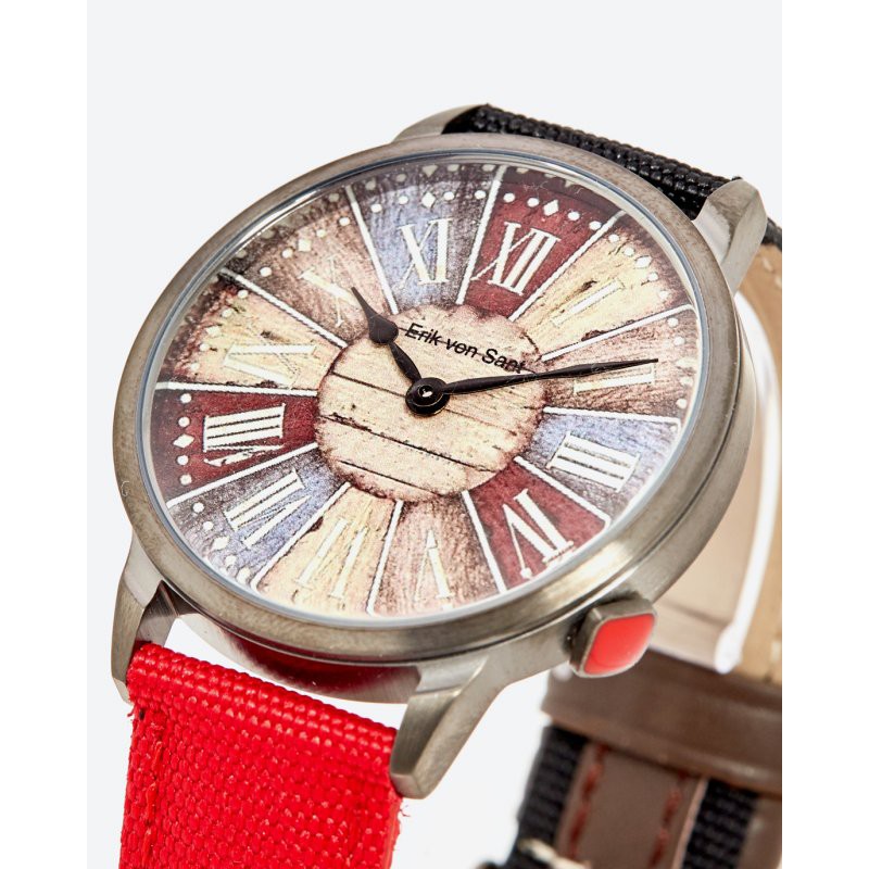 Đồng hồ nam Erik von Sant 003.006.F mặt tròn dây vải phối da 38mm