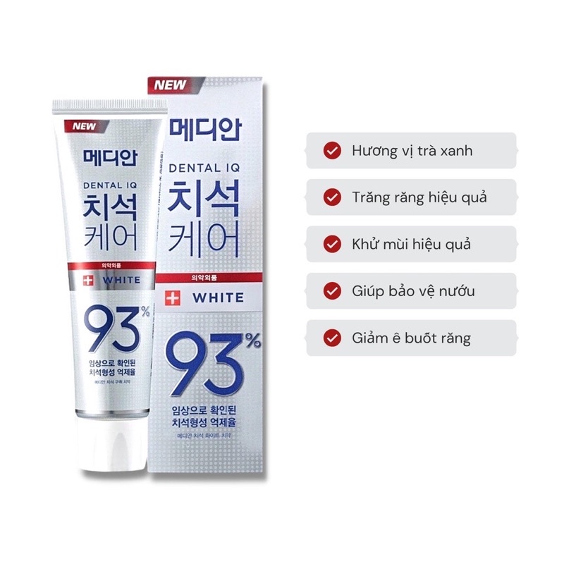 Kem đánh răng MEDIAN 93% IQ DENTAL Toothpaste giúp trắng răng, giảm ố, thơm miệng