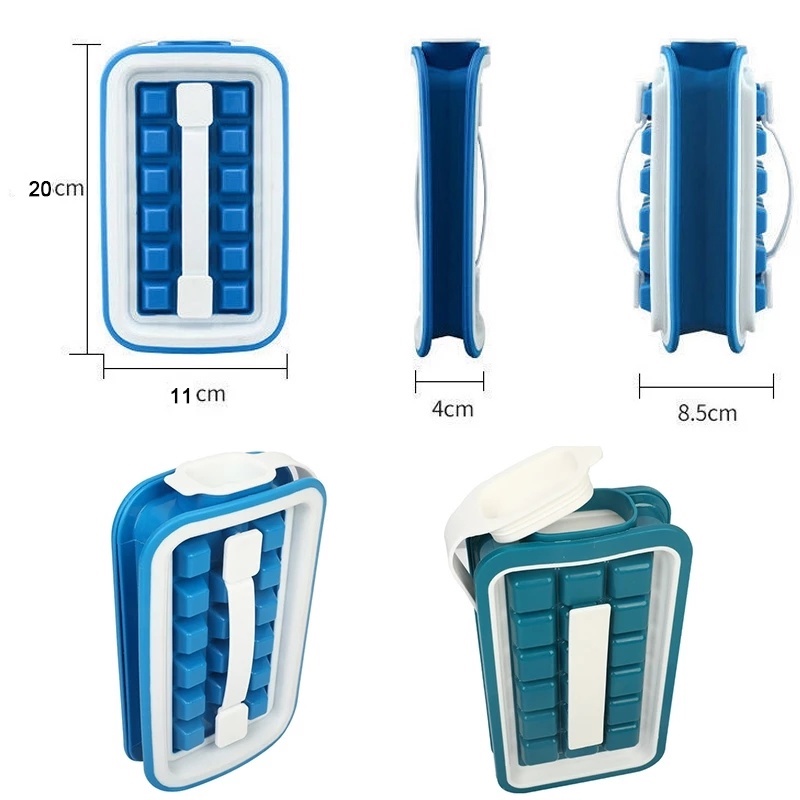 Khay làm đá OSSAYI bằng silicon có nắp đậy dễ vệ sinh tiện lợi