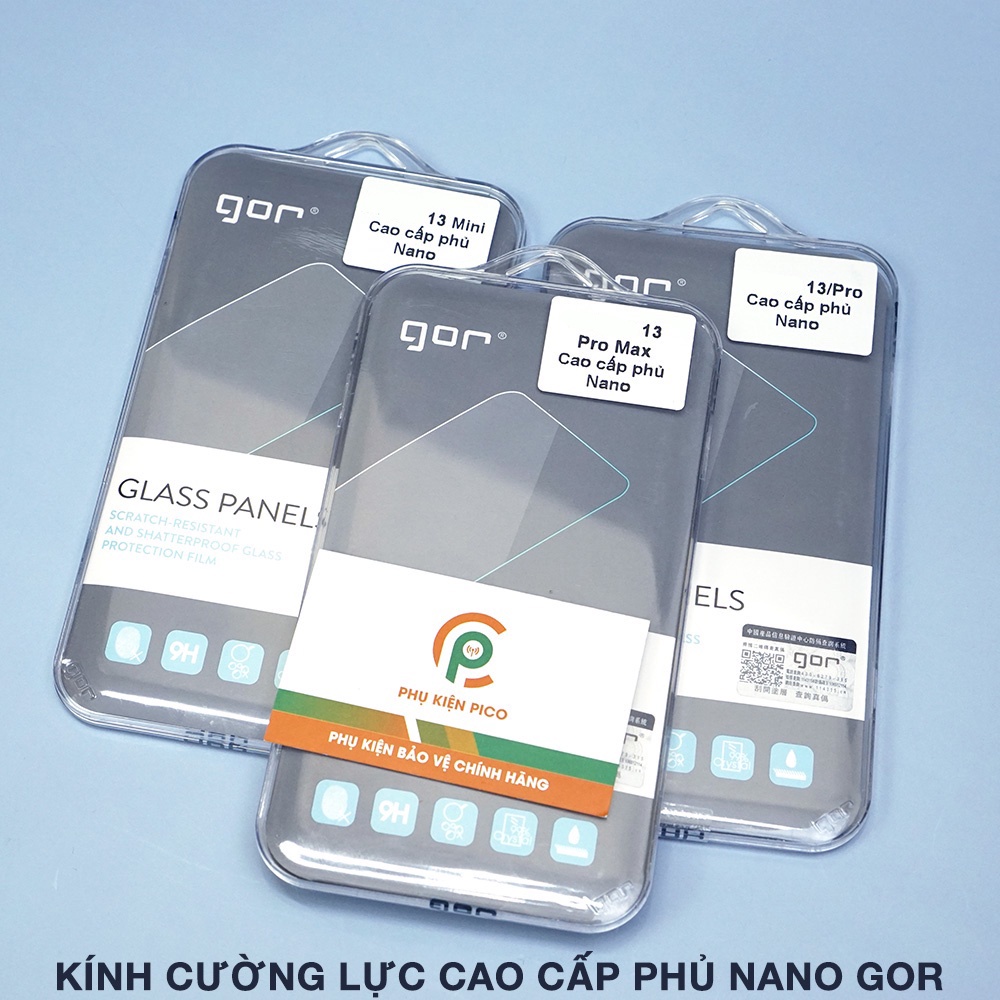 Kính cường lực Iphone 14 Pro Max / 15 Pro Max / 13 Pro / 12 Mini / 11 Pro Max / SE 2020 chính hãng Gor full màn hình
