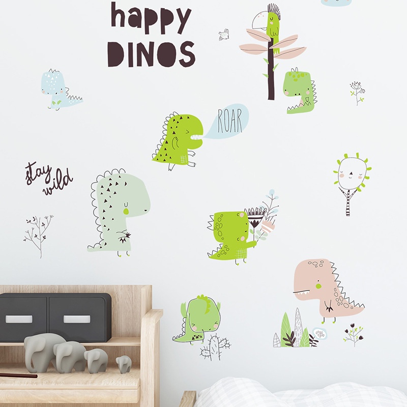 Miếng Dán Tường Trang Trí Hình Khủng Long Hoạt Hình