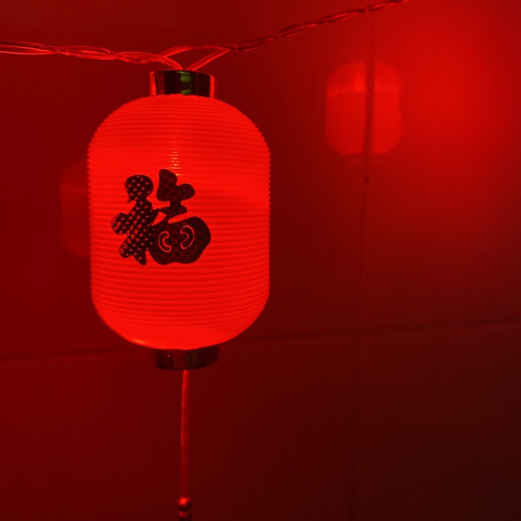 (Dùng Điện) Dây Đèn Led Lồng Đèn Đỏ Size Lớn Dài 5 Mét 16 Bóng Trang Trí Tết, Trung Thu, Đám Cưới, Sự Kiện