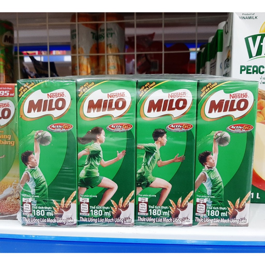 sữa Milo có đường vỉ 4hộp x 180ml