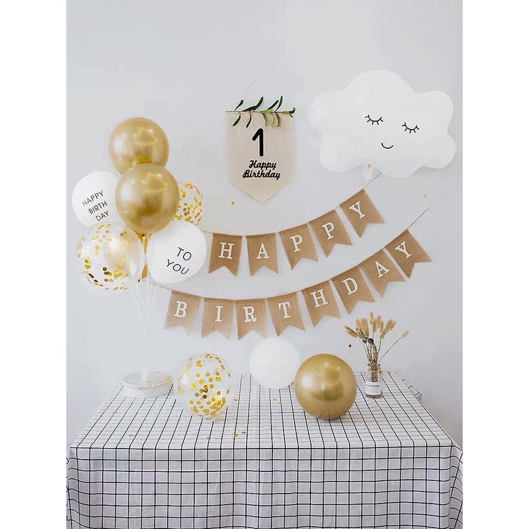 cờ vải Happy birthday in số tuổi phong cách hàn quốc