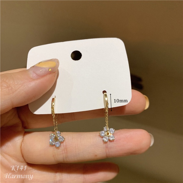 Khuyên tai nữ bạc mạ vàng, bông tai Falling Flower mặt hoa 5 cánh sang chảnh, nữ tính K141 TRANG SỨC BẠC HARMONY