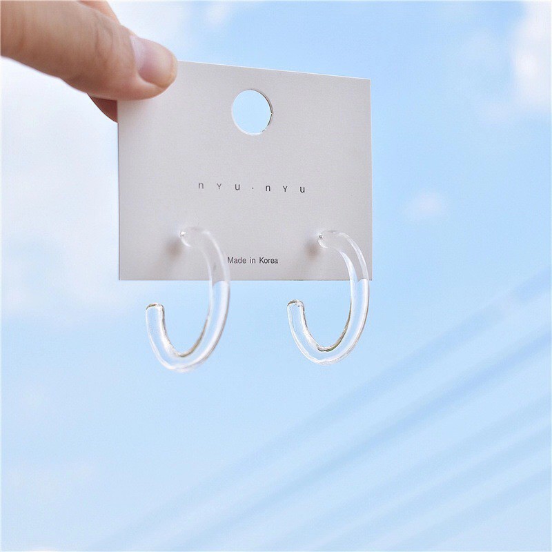 Khuyên Tai Tròn Trong Suốt Cá Tính Độc Đáo Hợp Thời Trang 2021 Cho Nữ A617