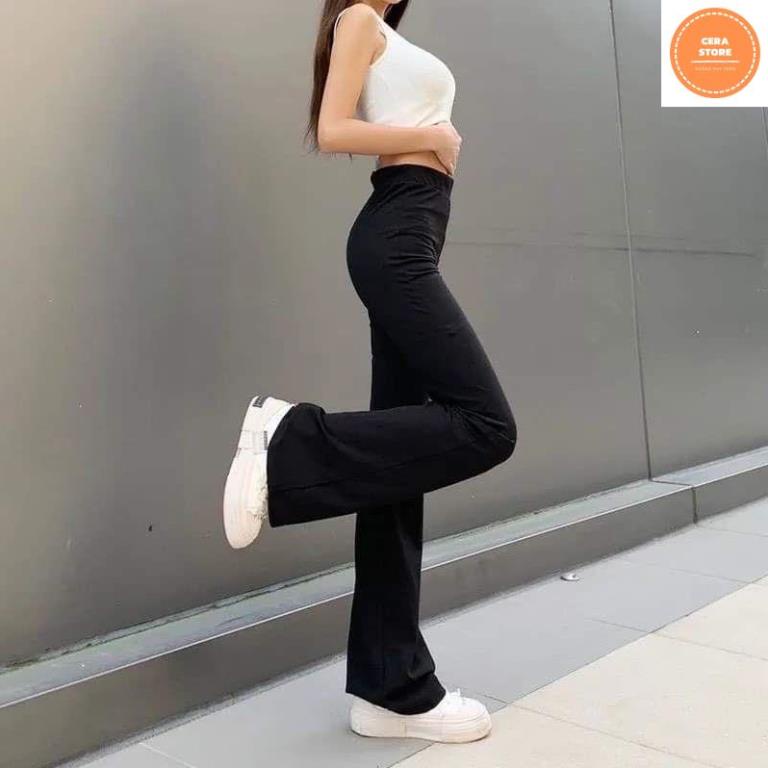 Quần Ống Loe Legging Cotton Nữ Lưng Cao Co Dãn Hách Chân Tôn Dáng- Cera Store