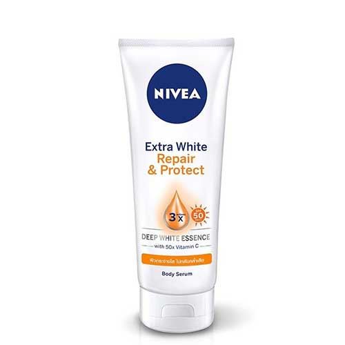 Dưỡng thể chống nắng Nivea Extra White Repair &amp; Protect Serum SPF50 - sữa dưỡng thể nivea ban ngày