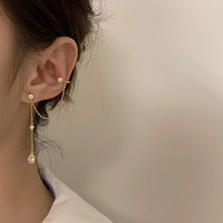 Đôi bông tai kim bạc S925 kiểu Hàn Quốc hình bướm không đối xứng