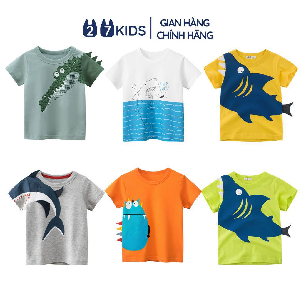 Áo thun bé trai ngắn tay 27Kids áo cộc nam 100% Cotton cho trẻ từ 2-10 tuổi BSTS3