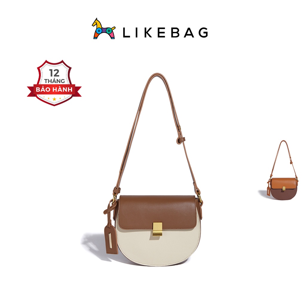 Túi xách nữ đeo chéo LIKEBAG dáng bán nguyệt phối màu thời trang 211XK6936 - LIBAGI