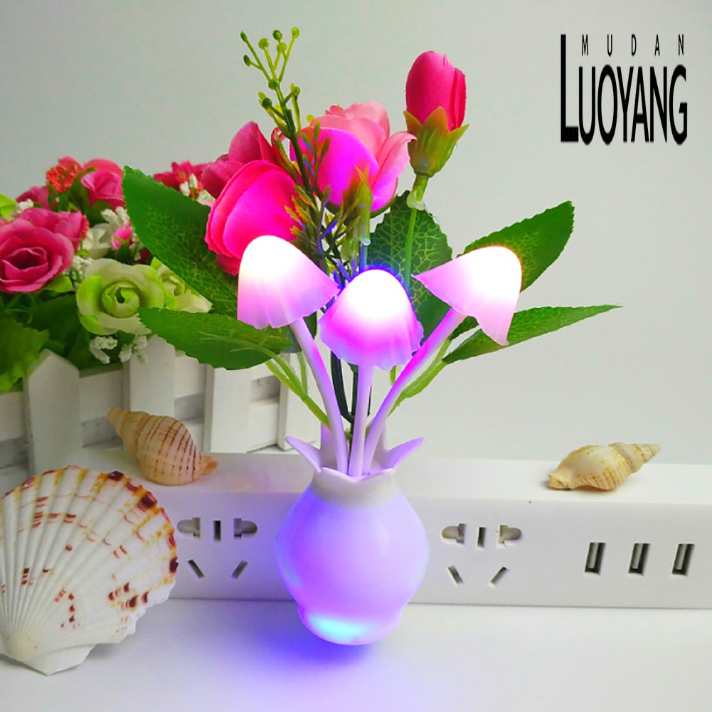 Đèn Ngủ 4 LED Hình Nấm Hoa Hồng Nhiều Màu Sắc